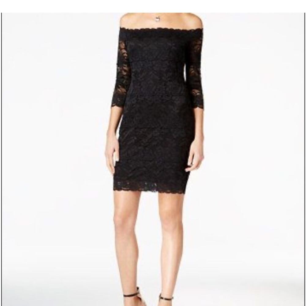 Guess Mini Dress Lace Occasion Cocktail Black- Large
